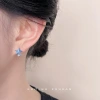 Designer's style ~ Asymmetrical and unique ins sweet and cool style starfish and jellyfish silver stud earrings, a niche internet-famous earrings for women details Picture